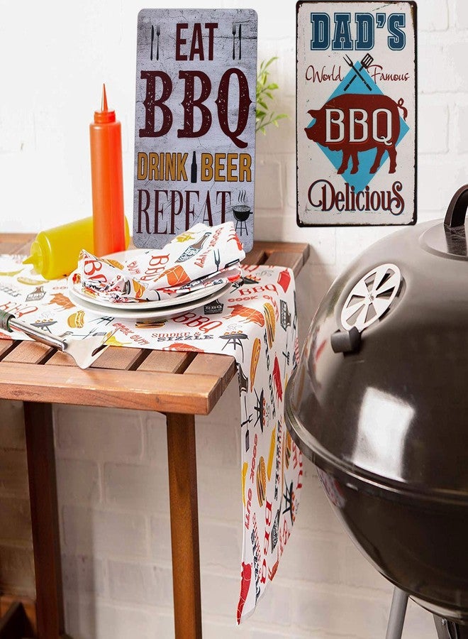 SUMIK Dad's BBQ Delicious, Metal Tin Sign, Vintage Art Poster Plaque Kitchen Home Wall Decor - Image 3